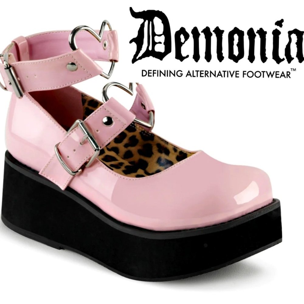 NWT DEMONIACULT Sprite 02 Pink Patent MaryJane Shoes Size 10 Womens